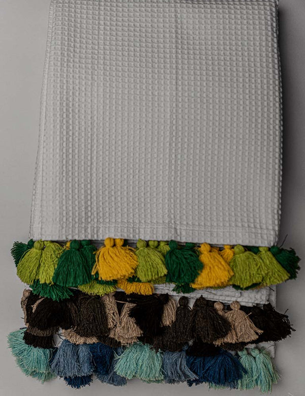 Tassel with Lace Waffle Bath Sheet