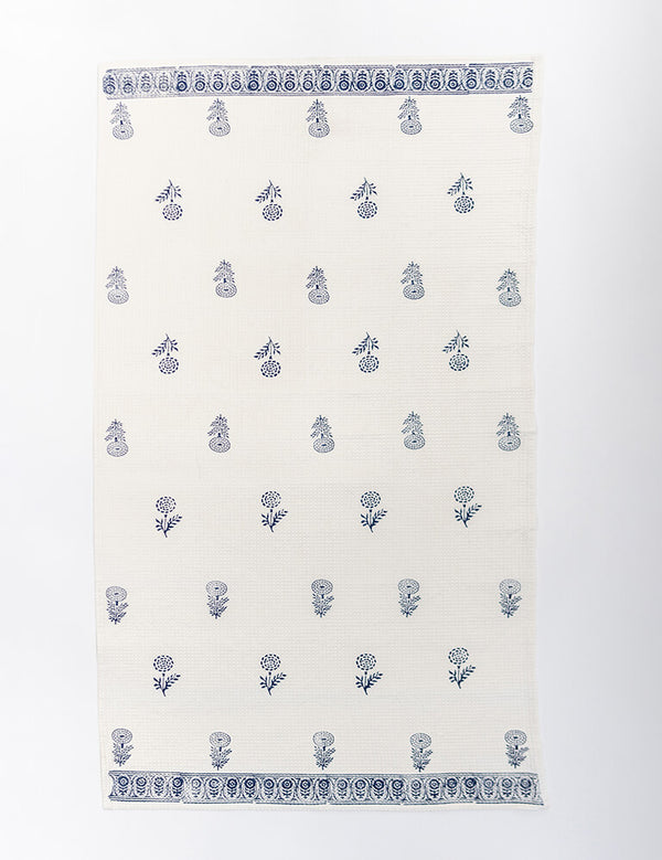 Blue Floral Waffle Bath Sheet