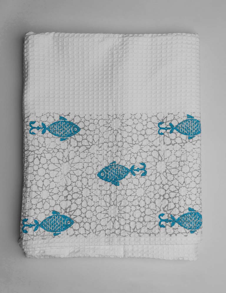 Floating Fish Waffle Bath Sheet